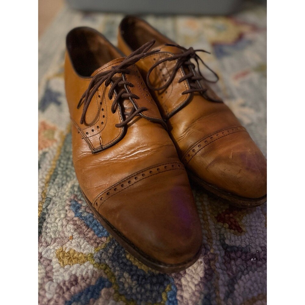 Allen Edmonds Park Avenue Men's Brown Leather Cap Toe Oxford Dress Shoes 11 D